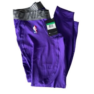 NWT $55 NIKE Pro Warm NBA Compression Leggings Purple with Dri-Fit Tech XL